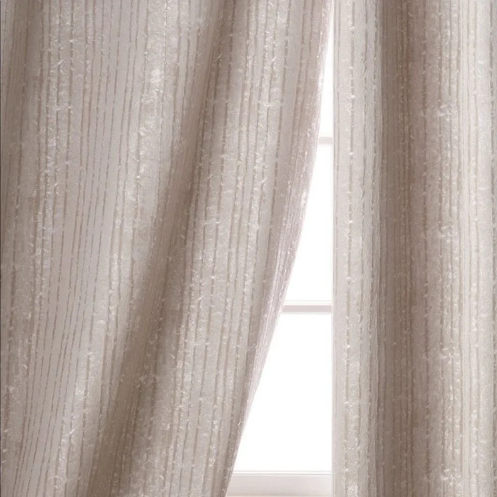 Michael Aram Silver Beige Velvet Curtain Panels